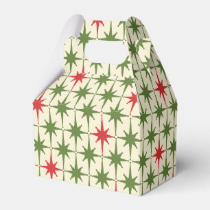 Retro 50er Weihnachts-Sternmuster Rote Creme Geschenkschachtel