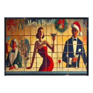 Retro 50er Weihnachtsabend Bar Last Call Martini Fotodruck