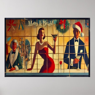 Retro 50er Weihnachtsabend Bar Letzter Anruf Marti Poster