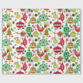 Retro 50er Weihnachtsdekoration Geschenkpapier (Flach)