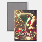 Retro 50er Weihnachtsgrüner Martini Magnet (Vorderseite/Rückseite)