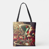 Retro 50er Weihnachtsgrüner Martini Tasche (Rückseite)