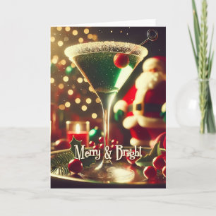 Retro 50er Weihnachtsmann-Christmas-Green-Martini Karte