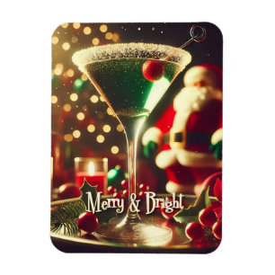 Retro 50er Weihnachtsmann Christmas Green Martini Magnet