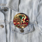 Retro 50er Weihnachtsmann Christmas Grüner Martini Button (Beispiel)
