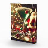 Retro 50er Weihnachtsmann Christmas Grüner Martini Fotoblock (Rechts)