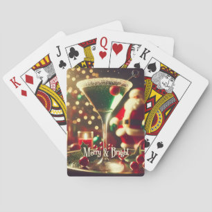 Retro 50er Weihnachtsmann Christmas Grüner Martini Spielkarten