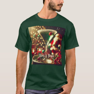 Retro 50er Weihnachtsmann Christmas Grüner Martini T-Shirt