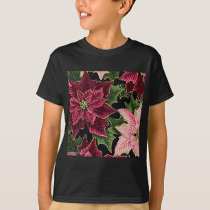 Retro 50er Weihnachtsstern Burgunderrot Pink T-Shirt