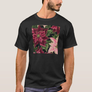 Retro 50er Weihnachtsstern Burgunderrot Pink T-Shirt