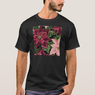 Retro 50er Weihnachtsstern Burgunderrot Pink T-Shirt