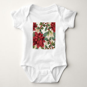 Retro 50er Weihnachtsstern Rot Grün Creme Baby Strampler