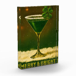 Retro 50s 4 Leaf Clover Irish Christmas Martini Fotoblock