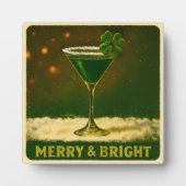 Retro 50s 4 Leaf Clover Irish Christmas Martini Fotoplatte (Vorderseite)