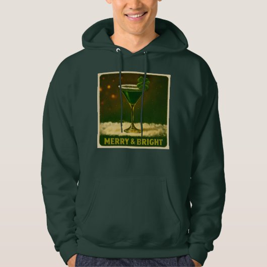 Retro 50s 4 Leaf Clover Irish Christmas Martini Hoodie (Vorderseite)