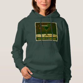 Retro 50s 4 Leaf Clover Irish Christmas Martini Hoodie