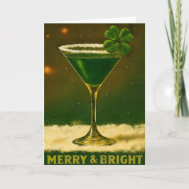 Retro 50s 4 Leaf Clover Irish Christmas Martini Karte