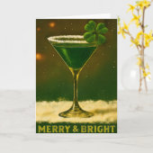 Retro 50s 4 Leaf Clover Irish Christmas Martini Karte (Gelbe Blume)