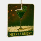 Retro 50s 4 Leaf Clover Irish Christmas Martini Keramikornament (Rechts)