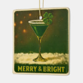 Retro 50s 4 Leaf Clover Irish Christmas Martini Keramikornament (Links)