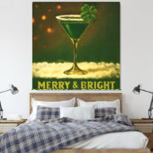 Retro 50s 4 Leaf Clover Irish Christmas Martini Leinwanddruck (Insitu (Schlafzimmer))