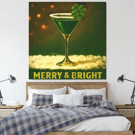 Retro 50s 4 Leaf Clover Irish Christmas Martini Leinwanddruck (Insitu (Schlafzimmer))