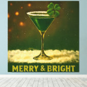 Retro 50s 4 Leaf Clover Irish Christmas Martini Leinwanddruck (Insitu (Holzboden))
