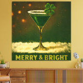 Retro 50s 4 Leaf Clover Irish Christmas Martini Leinwanddruck (Insitu (Wohnzimmer))