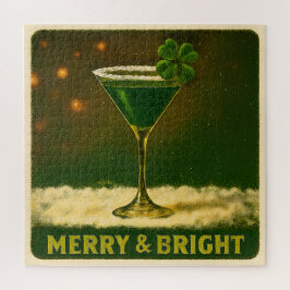 Retro 50s 4 Leaf Clover Irish Christmas Martini Puzzle