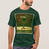 Retro 50s 4 Leaf Clover Irish Christmas Martini T-Shirt (Vorderseite)