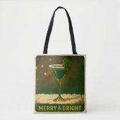 Retro 50s 4 Leaf Clover Irish Christmas Martini Tasche (Vorderseite)