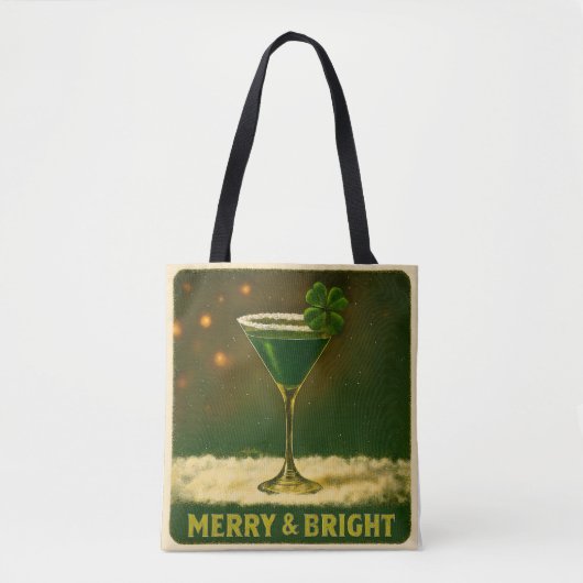 Retro 50s 4 Leaf Clover Irish Christmas Martini Tasche (Vorderseite)