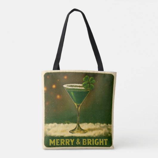Retro 50s 4 Leaf Clover Irish Christmas Martini Tasche (Rückseite)