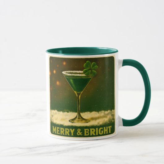 Retro 50s 4 Leaf Clover Irish Christmas Martini Tasse (Rechts)
