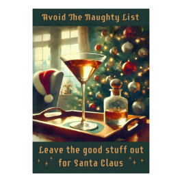 Retro 50s Avoid The Naughty List Christmas Martini Fotodruck
