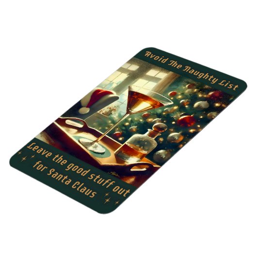 Retro 50s Avoid The Naughty List Christmas Martini Magnet (Linke Seite)