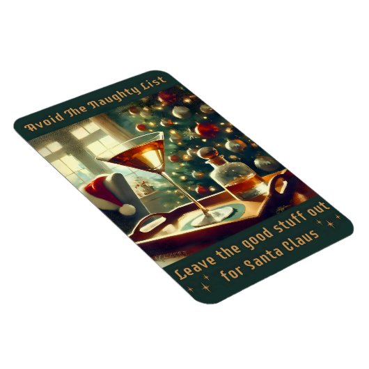 Retro 50s Avoid The Naughty List Christmas Martini Magnet (Rechte Seite)