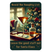 Retro 50s Avoid The Naughty List Christmas Martini Magnet (Vertikal)