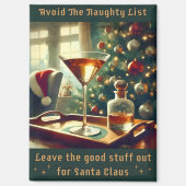 Retro 50s Avoid The Naughty List Christmas Martini Magnet (Vorderseite)
