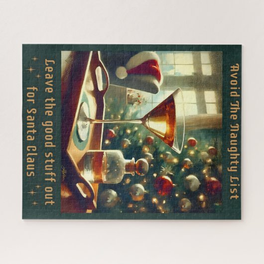 Retro 50s Avoid The Naughty List Christmas Martini Puzzle (Horizontal)
