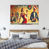 Retro 50s Christmas Eve Bar Last Call Martini Leinwanddruck (Insitu (Schlafzimmer))