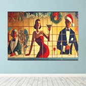 Retro 50s Christmas Eve Bar Last Call Martini Leinwanddruck (Insitu (Holzboden))