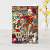 Retro 50s Cocktail Making Merry Christmas Workshop Karte (Gelbe Blume)