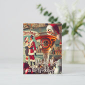 Retro 50s Cocktail Making Merry Christmas Workshop Postkarte (Stehend Vorderseite)