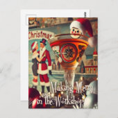 Retro 50s Cocktail Making Merry Christmas Workshop Postkarte (Vorne/Hinten)