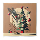 Retro 50s Jet Set Christmas Tree Martini Fliese (Vorderseite)