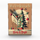 Retro 50s Jet Set Christmas Tree Martini Fotoblock (Vorderseite)