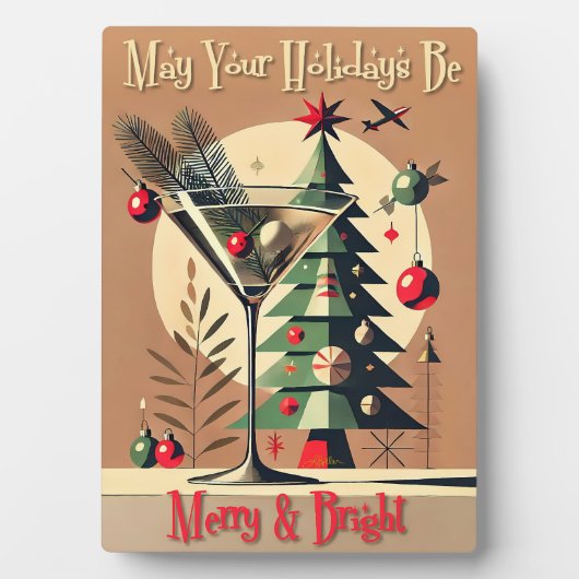 Retro 50s Jet Set Christmas Tree Martini Fotoplatte (Vorderseite)