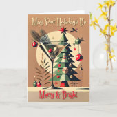 Retro 50s Jet Set Christmas Tree Martini Karte (Gelbe Blume)