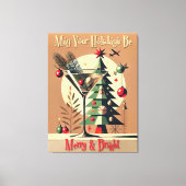 Retro 50s Jet Set Christmas Tree Martini Leinwanddruck (Vorderseite)